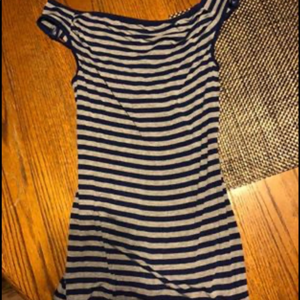 Navy Blue and grey striped long tank top